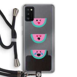 Smiley watermeloen: Samsung Galaxy A41 Transparant Hoesje met koord
