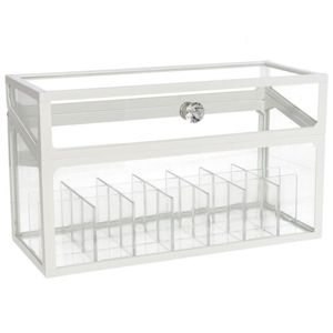 Make-up organizer/opberger 14-vaks met deksel 24 x 10 cm van glas