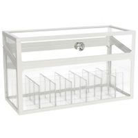 Make-up organizer/opberger 14-vaks met deksel 24 x 10 cm van glas - thumbnail