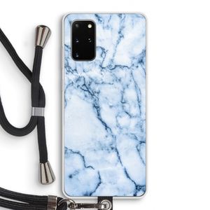Blauw marmer: Samsung Galaxy S20 Plus Transparant Hoesje met koord
