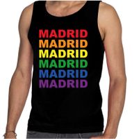 Regenboog Madrid gay pride evenement tanktop voor heren zwart 2XL  - - thumbnail