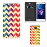 Huawei Y5 2 | Y6 Compact Hoesje met Magneet Zigzag Multi Color