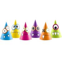 PartyDeco Feesthoedjes DIY - 6x stuks - monsters thema - party verjaardag hoedjes - punthoedjes