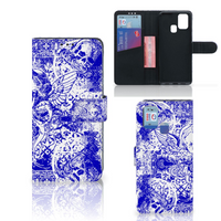 Telefoonhoesje met Naam Samsung Galaxy M31 Angel Skull Blauw