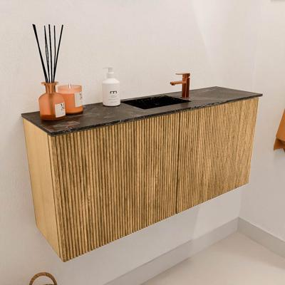 Toiletmeubel Mondiaz Joya Dlux | 90 cm | Meubelkleur Oak | Faye wastafel Lava Wasbak Midden | 1 kraangat