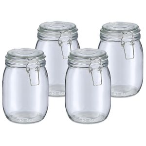 Voorraadpot/bewaarpot Alfie - 4x - 1L - glas - beugelsluiting - D11 x H17 cm