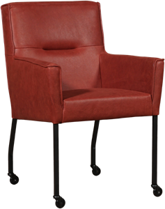 Rode leren moderne eetkamerstoel Lucky - Vintage Leer Burgundy (rood leer)