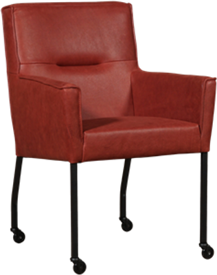 Rode leren moderne eetkamerstoel Lucky - Vintage Leer Burgundy (rood leer)