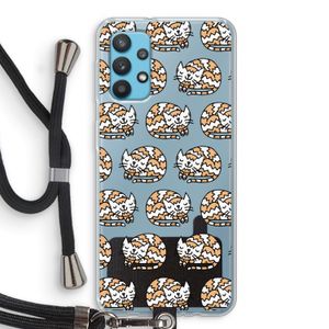 Slapende poes: Samsung Galaxy A32 4G Transparant Hoesje met koord