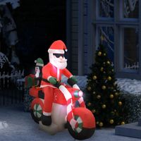 VidaXL Kerstman opblaasbaar op motorfiets LED IP44 160 cm - thumbnail