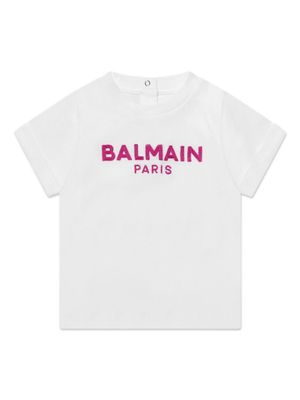 Balmain Kids t-shirt en coton à logo brodé - Blanc