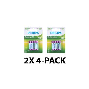 Philips AAA oplaadbare batterijen – 700 mAh – NiMH-technologie – Voordeelverpakking 8 stuks