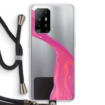 Paarse stroom: Oppo A94 5G Transparant Hoesje met koord