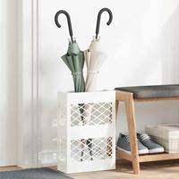 Paraplu Standaard Rooster met opslag Wit 28 x 12 x 41 cm Staal