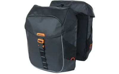 Dubbele fietstas Basil Miles Tarpaulin - 34 liter - Zwart / Oranje