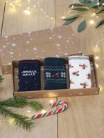 Set van 3 paar kerstsokken voor jongens. dennen