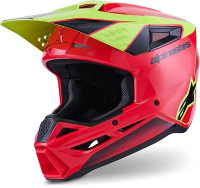 ALPINESTARS S-M3 Fray, Motorcross helm, Rood-Geel Fluo-Zwart