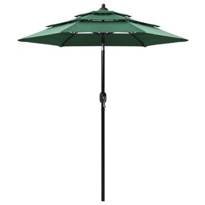 VidaXL Parasol 3-laags met aluminium paal 2 m groen