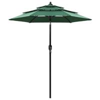 VidaXL Parasol 3-laags met aluminium paal 2 m groen