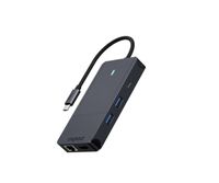 Rapoo USB-C Multiport Adapter, 10-in-1, grijs Desktop accessoire Zwart