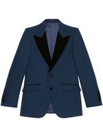 Gucci single-breasted velvet-lapel blazer - Bleu - thumbnail