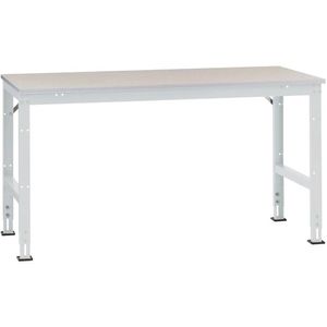 Manuflex AU4127.7035 Werk achtergrond tafel universele standaard met kunststof plaat, bxdxh = 2000x1000x760-870 mm Grijs-wit (RAL 7035)