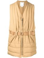 visvim gilet matelassé ceinturé à col v - Marron