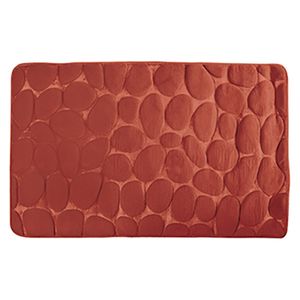 Badkamerkleedje/badmat tapijt - kiezel motief - vloermat - terracotta - 50 x 80 cm - laagpolig