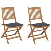 Tuinstoelen 2 st inklapbaar met kussens massief acaciahout