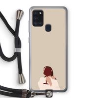 I drink wine: Samsung Galaxy A21s Transparant Hoesje met koord I drink wine: Samsung Galaxy A21s Transparant Hoesje met koord