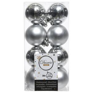 Decoris kleine kerstballen - 16x st - zilver - 4 cm - kunststof - onbreekbare kerstballen