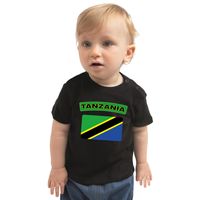 Tanzania landen shirtje met vlag zwart voor babys 80 (7-12 maanden)  -