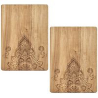 2x Rechthoekige houten snijplanken met mandala print 40 cm - thumbnail