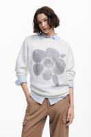 Sweatshirt met bloemenprint - WHITE - M - thumbnail