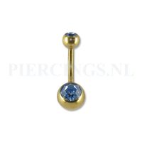 Navelpiercing goudkleurig licht blauw