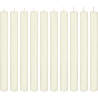 10x Ivoorwitte dinerkaarsen 25 cm 14 branduren