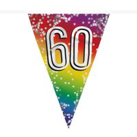 Boland Vlaggenlijn 60 jaar - 6 meter - glitter folie - slinger - 60e verjaardag versiering