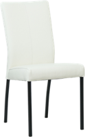 Gebroken witte leren moderne eetkamerstoel Comfort - poot vierkant zwart - Hermes Leer Bianco (gebroken wit leer)