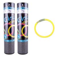 Glow in the dark armbandjes - 2x - geel - 25 cm - neon glow Glow in the dark armbandjes - 2x - geel - 25 cm - neon glow