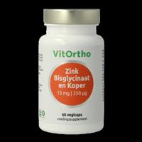 VitOrtho Zink bisglycinaat 15mg en koper 250mcg 60 Vegetarische capsules