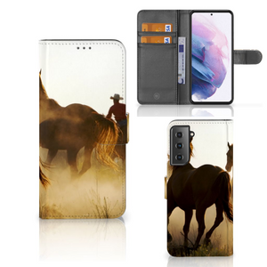 Samsung Galaxy S21 Plus Telefoonhoesje met Pasjes Design Cowboy