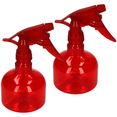 Plasticforte Waterverstuiver/plantenspuit - 2x stuks - 330 ml - rood - schoonmaakspuiten