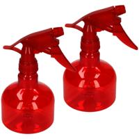 Plasticforte Waterverstuiver/plantenspuit - 2x stuks - 330 ml - rood - schoonmaakspuiten