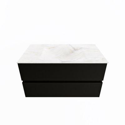 MONDIAZ VICA-DLUX 90cm badmeubel onderkast Urban 2 lades. Inbouw wastafel CLOUD midden 1 kraangat, kleur Ostra.