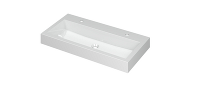 INK® Momento wastafel polystone met 2 kraangaten 90 x 9 x 45 cm, glans wit