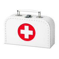 EHBO koffertje - medicijnendoos - medium - verbandtrommel - 20 x 15 x 6 cm - wit - met kruis