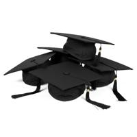 Boland Afstudeer hoed/muts geslaagd - 4x - zwart - voor volwassenen - Examen diploma