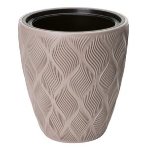 Form Plastic Plantenpot/bloempot Flow - kunststof - beige - D40 x H42 cm - met binnenpot