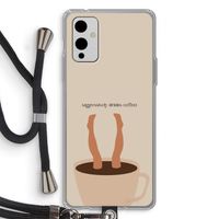 Aggressively drinks coffee: OnePlus 9 Transparant Hoesje met koord