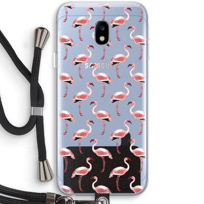 Flamingoprint groen: Samsung Galaxy J3 (2017) Transparant Hoesje met koord